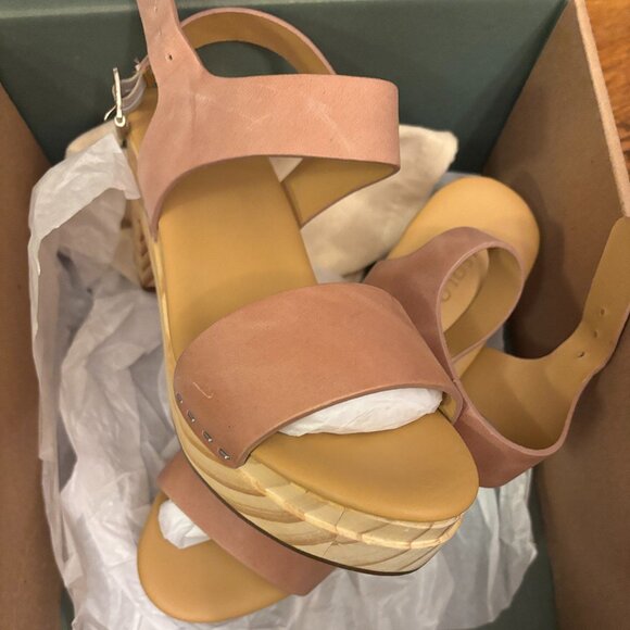 NISOLO leather All-day Open Toe Clog Anthropologie desert rose size 7 New In Box - Picture 3 of 9